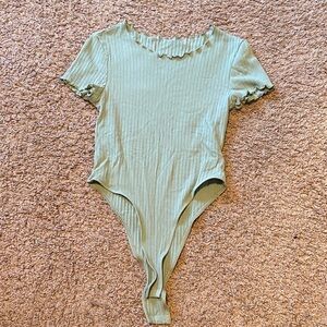 Sea-foam Green Ribbed Bodysuit